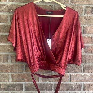 - Gorgeous red shiny cropped top nwt boutique find